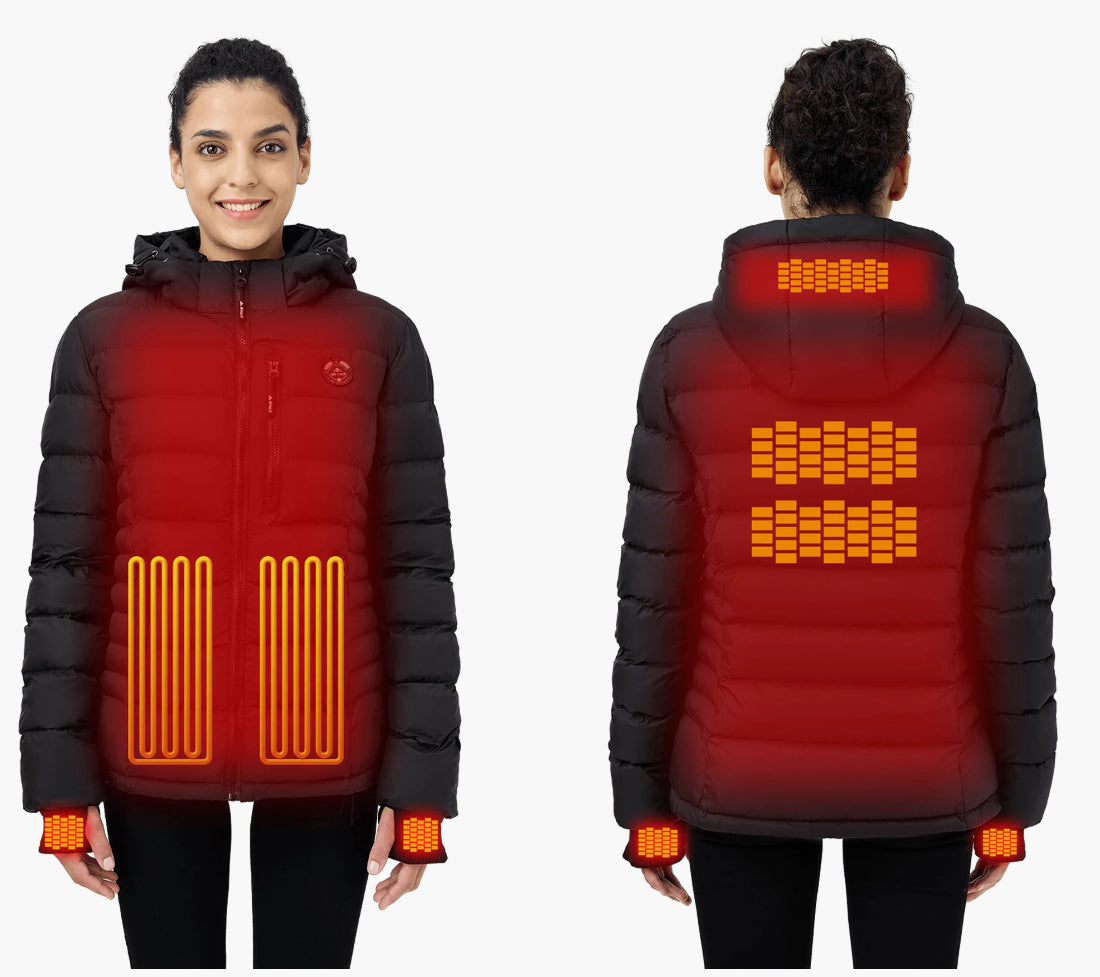 Women's Thermal Puffer Jacket With Hand Heating & Battery